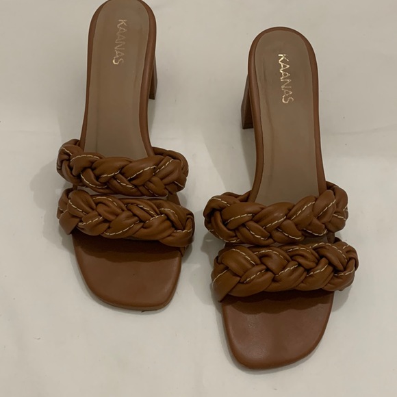 KAANAS Tartu Braided Heel Sandal Brandy Size 8 - Picture 3 of 9